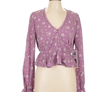 Celebrity Pink Floral Peplum Blouse - Purple